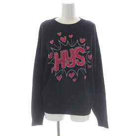 【中古】ヒステリックグラマー HYSTERIC GLAMOUR 20AW HYS HEARTジャガード プルオーバー ニット セーター 長袖 ウール混 アンゴラ混 F 黒 ブラック ピンク /AM ■OS レディース 【ベクトル 古着】 231215