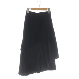 【中古】エレンディーク ELENDEEK 22AW CHIC FRILL PLEATS SK ロングスカート プリーツ フリル アシンメトリー 01 黒 ブラック /ES ■OS レディース 【ベクトル 古着】 231208