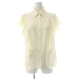 【中古】セオリー theory 22SS SOFT CREPE BD RUFFLE TOP ブラウス ノースリーブ フリル S アイボリー /MI ■OS レディース 【ベクトル 古着】 231222