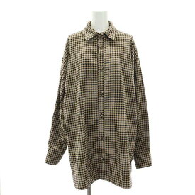 【中古】スーパーサンクス SUPERTHANKS COVERED BUTTON LONG SHIRT シャツ 千鳥格子 長袖 オーバーサイズ S 茶 黒 ブラウン ブラック /HK ■OS レディース 【ベクトル 古着】 240213