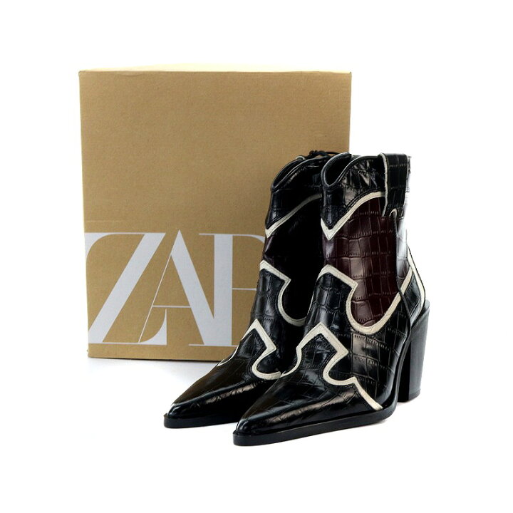 楽天市場】【中古】未使用品 ザラ ZARA ウエスタンブーツ 