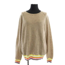 【中古】ジャンパーワントゥースリーフォー JUMPER1234 カシミヤ 裾ボーダー ニット セーター 長袖 2 ベージュ /MI ■OS レディース 【ベクトル 古着】 240104