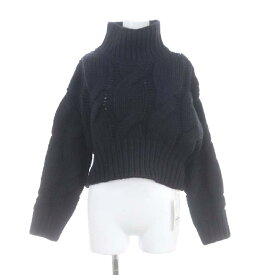 【中古】未使用品 リエンダ rienda 22AW ローゲージケーブルKnit TOP ニット セーター 長袖 S 黒 ブラック /HK ■OS レディース 【ベクトル 古着】 240115