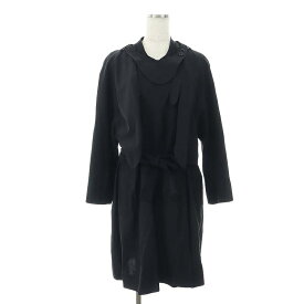 【中古】カルヴェン CARVEN フレアコート ノーカラー ロング ベルト付き 36 黒 ブラック /MI ■OS レディース 【ベクトル 古着】 240129