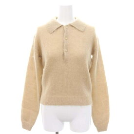 【中古】未使用品 オーラリー AURALEE 23AW BRUSHED SUPER KID MOHAIR KNIT SHPRT POLO ニット セーター 長袖 ハーフボタン モヘヤ ウール混 1 ベージュ /MI ■OS ■SH レディース 【ベクトル 古着】 240123