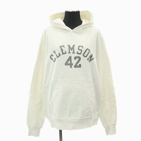 【中古】レミレリーフ REMI RELIEF Appartement取扱い 23SS CLEMSON42 フードパーカー トレーナー 長袖 プルオーバー カンガルーポケット コットン F 白 ホワイト グレー /YQ ■OS レディース 【ベクトル 古着】 240209