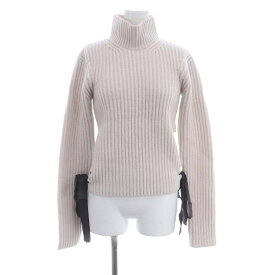 【中古】ニナリッチ NINA RICCI ウールカシミヤニット セーター 長袖 ハイネック リブ リボン XS ライトベージュ 茶色 ブラウン /DO ■OS レディース 【ベクトル 古着】 240129