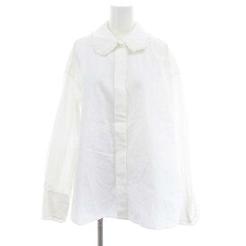 【中古】シンゾーン Shinzone 23FW FRILL COLLAR BLOUSE フリルカラーブラウス シャツ 長袖 FO 白 ホワイト 23AMSBL05 /DF ■OS レディース 【ベクトル 古着】 240215