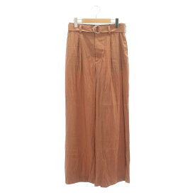 【中古】アパルトモン ドゥーズィエムクラス L'Appartement DEUXIEME CLASSE 21SS ベルト付WIDEPANTS ワイドパンツ タック 38 ピンクブラウン /DF ■OS レディース 【ベクトル 古着】 240222