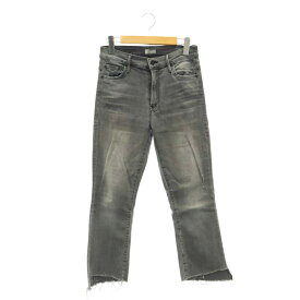 【中古】マザー mother INSIDER CROP カットオフデニムパンツ ジーンズ ダメージ加工 ストレッチ ジッパーフライ グレー /DO ■OS レディース 【ベクトル 古着】 240228