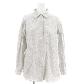 【中古】マーガレットハウエル MHL. 22AW UNEVEN COTTON WOOL CHECK シャツ 長袖 グラフチェック ラインチェック 格子柄 1 ライトグレー 黒 ブラック /MI ■OS レディース 【ベクトル 古着】 240226