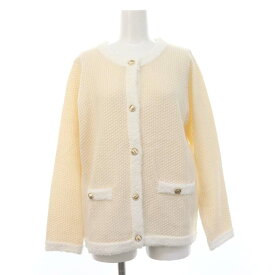 【中古】レッセパッセ LAISSE PASSE 22AW ゴールドボタンニットジャケット ノーカラー ウール混 38 ベージュ /MF ■OS レディース 【ベクトル 古着】 240309