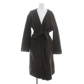 【中古】セオリー theory LUXE NEW DIVIDE COLLARLESS COAT ノーカラーコート ロング ウール ベルト付き S 茶 ブラウン /MI ■OS ■SH レディース 【ベクトル 古着】 240301