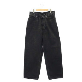 【中古】マーカ marka 23SS ORGANIC COTTON 12oz DENIM デニム パンツ ジーンズ ワイド バギー ボタンフライ 1 黒 ブラック /ES ■OS ■AD メンズ 【ベクトル 古着】 240321