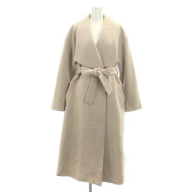 【中古】ナチュラルビューティーベーシック NATURAL BEAUTY BASIC 23AW デザインショールカラーコート アウター ロング ベルト付き M ミルクティーベージュ /HK ■OS レディース 【ベクトル 古着】 240326