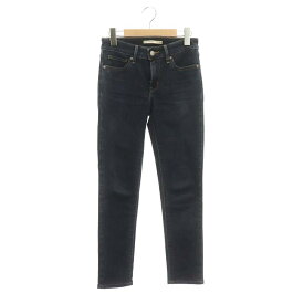 【中古】リーバイス Levi's 711 SKINNY ストレッチデニムパンツ ジーンズ ジーパン テーパード ジッパーフライ コットン混 24 紺 ネイビー /NR ■OS レディース 【ベクトル 古着】 240416