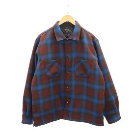 【中古】未使用品 ビームスプラス BEAMS+ 22AW オンブレチェック オープンカラー キルト シャツブルゾン M 青 ブルー 赤 レッド /MF ■OS メンズ 【ベクトル 古着】 240521