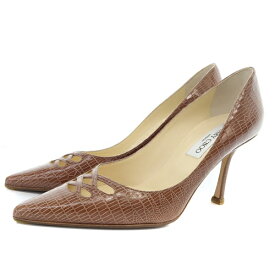 【中古】ジミーチュウ JIMMY CHOO パンプス 型押し ポインテッドトゥ ピンヒール 38 25cm 茶色 ブラウン /SR18 レディース 【ベクトル 古着】 240520