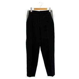 【中古】ボーダーズアットバルコニー BORDERS at BALCONY 22AW TWILL PANTS テーパードパンツ ボーダー センタープレス 36 黒 ブラック /HS ■OS レディース 【ベクトル 古着】 240524