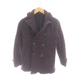 【中古】イザイア ISAIA ウールブークレニットジャケット スタンドカラー アウター 紫 黒 白 /MI ■OS ■SH メンズ 【ベクトル 古着】 240712