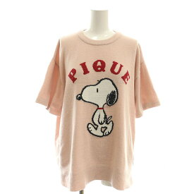 【中古】ジェラートピケ gelato pique PEANUTS JQD プルオーバー ニット 半袖 ルームウェア F スモークピンク /ES ■OS レディース 【ベクトル 古着】 250602