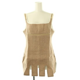 【中古】フミカ ウチダ FUMIKA_UCHIDA Jute Sleeveless Mini Dress トップス カットソー ジュート 38 茶 白 /MI ■OS レディース 【ベクトル 古着】 250710