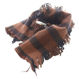 【中古】カディアンドコー Khadi and co ウールチェックフリンジマフラー 茶 ブラウン /SR レディース 【ベクトル 古着】 251014