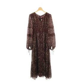 【中古】ハーリップトゥ Her lip to Bouquet Long Dress サテンワンピース ロング 長袖 レース 花柄 S ブラウン /MY ■OS レディース 【ベクトル 古着】 260314