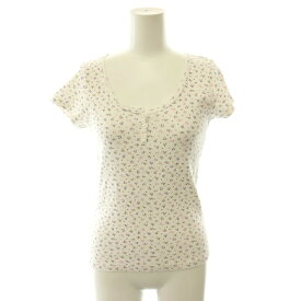 【中古】ブランディーメルビル Brandy Melville フラワーヘンリーネックTシャツ カットソー 花柄 コットン 白 マルチカラー /CX ■OS ■SH レディース 【ベクトル 古着】 260820