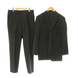 【中古】キトン Kiton キートン ウール 3Bスーツ セットアップ 上下 テーラードジャケット パンツ スラックス 背抜き 46 ダークグレー 黒 ブラック /HS ■OS ■SH メンズ 【ベクトル 古着】 261006
