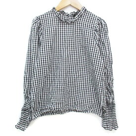 【中古】ザラウーマン ZARA WOMAN ブラウス カットソー 長袖 ハイネック ギンガムチェック柄 XS モノトーン 白 黒 ホワイト ブラック /FF31 レディース 【ベクトル 古着】 230522