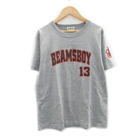 【中古】ビームスボーイ BEAMS BOY Tシャツ カットソー 半袖 ラウンドネック プリント boy グレー /MS34 レディース 【ベクトル 古着】 230703