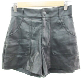 【中古】ザラ ZARA ショートパンツ 短パン フェイクレザー XS ブラック 黒 /YM17 レディース 【ベクトル 古着】 230907