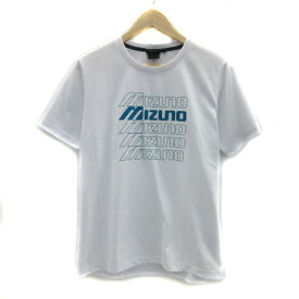 【中古】ミズノ MIZUNO スポーツウエア Tシャツ カットソー 半袖 ラウンドネック ロゴプリント S 白 ホワイト エメラルドグリーン /YS28 メンズ 【ベクトル 古着】 230907