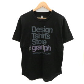 【中古】グラニフ graniph Tシャツ カットソー 半袖 Uネック プリント M マルチカラー 黒 ブラック /YK37 メンズ 【ベクトル 古着】 240110