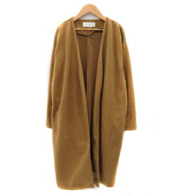 【中古】ショコラフィネローブ chocol raffine robe ノーカラーコート ロング丈 前開き 無地 オーバーサイズ F ブラウン /YK14 レディース 【ベクトル 古着】 240127