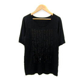 【中古】アルチザン ARTISAN カットソー 半袖 ラウンドネック スパンコール装飾 9 黒 ブラック /SY22 レディース 【ベクトル 古着】 250321