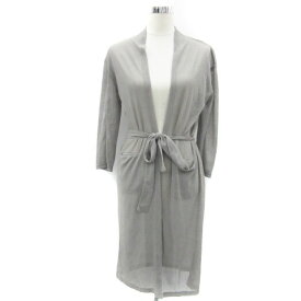 【中古】イッカ ikka カーディガン ロング丈 七分袖 リボン シアー M グレー /YM13 レディース 【ベクトル 古着】 250708