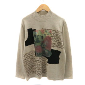 【中古】アールヴィーボ ALVIVO ニット カットソー 長袖 ハイネック オーバーサイズ 1 マルチカラー ベージュ /YK18 レディース 【ベクトル 古着】 250826