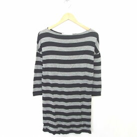 【中古】スピック&スパン Spick&Span ワンピース ニット ひざ丈 ボーダー ボートネック ウール 七分袖 グレー ブラック 灰 黒 /TT9 レディース 【ベクトル 古着】 200912 ブランド古着ベクトルプレミアム店