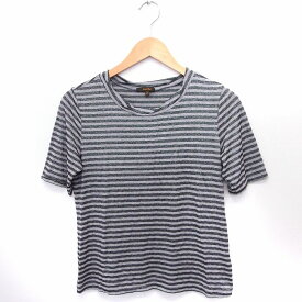 【中古】エッシュ esche Tシャツ カットソー ラメ混 ボーダー 丸首 半袖 42 グレー 灰 /FT22 レディース 【ベクトル 古着】 200629 ブランド古着ベクトルプレミアム店