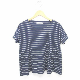 【中古】グリーンレーベルリラクシング ユナイテッドアローズ green label relaxing カットソー Tシャツ ボーダー 丸首 綿 コットン 半袖 紺 白 ネイビー ホワイト /TT12 レディース 【ベクトル 古着】 200724 ブランド古着ベクトルプレミアム店