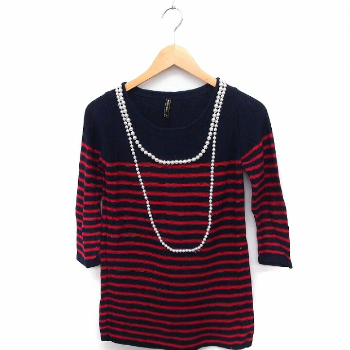 楽天市場 中古 アナザーエディション Another Edition アローズ ニット セーター ボーダー パール装飾 丸首 七分袖 綿 レッド 赤 ネイビー 紺 Ft49 レディース ベクトル 古着 0819 ブランド古着ベクトルプレミアム店 ブランド古着ベクトルプレミアム店