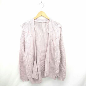 【中古】レトロガール RETRO GIRL カーディガン ニット ひざ丈 トッパー ケーブル編み 長袖 M ピンク /TT23 レディース 【ベクトル 古着】 210108 ブランド古着ベクトルプレミアム店