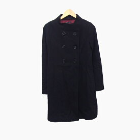 【中古】シスレー SISLEY アウター ノーカラーコート ミドル 無地 ウール 38 ブラック 黒 ボルドー /HT3 レディース 【ベクトル 古着】 210927