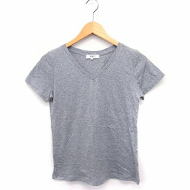 【中古】ナチュラルビューティーベーシック NATURAL BEAUTY BASIC Vネック Tシャツ カットソー 半袖 コットン 綿 M グレー /FT40 レディース 【ベクトル 古着】 220219