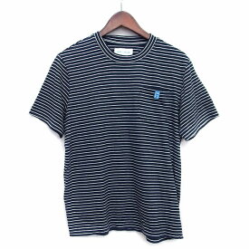 【中古】アーバンリサーチ ドアーズ URBAN RESEARCH DOORS フォークアンドスプーン FORK & SPOON Tシャツ カットソー 丸首 半袖 綿混 ボーダー 柄 ワッペン 5 ネイビー 紺 /HT35 レディース 【ベクトル 古着】 220420