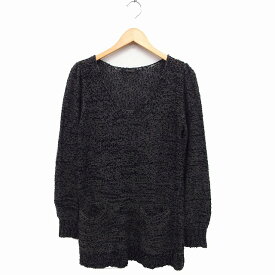 【中古】ブランシュール blancheurluxe チュニック ニット セーター 長袖 Uネック ミックス F グレー ブラック 黒 /FT15 レディース 【ベクトル 古着】 221111