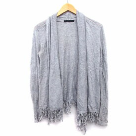 【中古】マウジー moussy トッパー カーディガン 総柄 フリンジ 長袖 F グレー 灰 /HT20 レディース 【ベクトル 古着】 230216