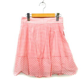 【中古】未使用品 ジルバイジルスチュアート JILL by JILLSTUART タグ付き フレア スカート ミニ シルク混 タック ギンガムチェック シアー M ピンク /NT20 レディース 【ベクトル 古着】 230706